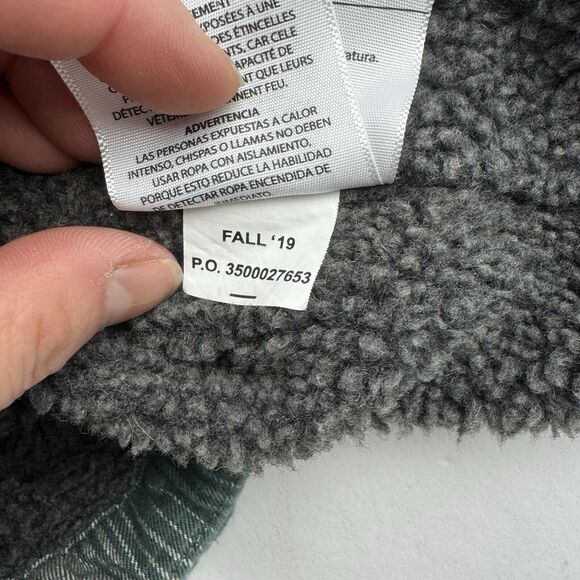 Carhartt Women's Jacket Large Fleece Lined Sherpa Flannel Snap Plaid Green - Picture 8 of 10